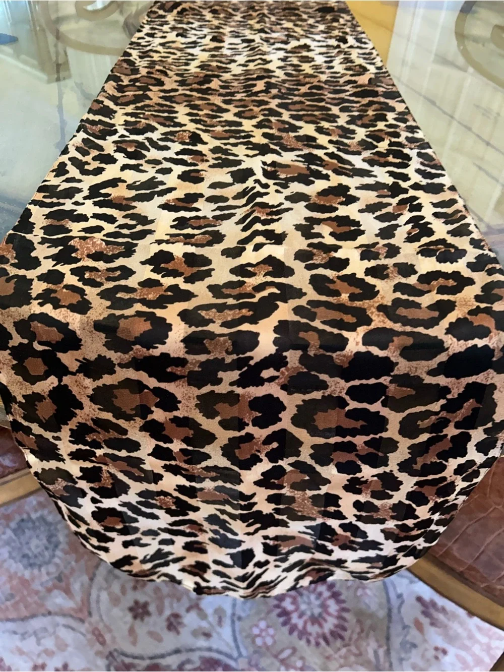 Leopard Print Scarf in Brown and Black 13“ x 56“ made in Italy